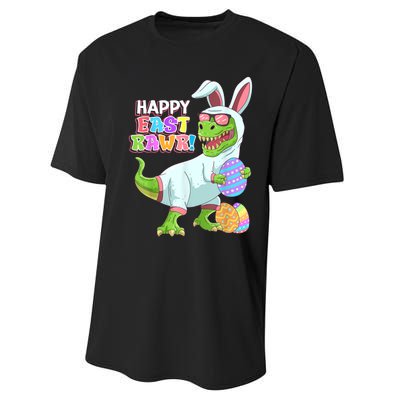 Happy Eastrawr T Rex Easter Bunny Dinosaur Eggs Boys Kids Performance Sprint T-Shirt