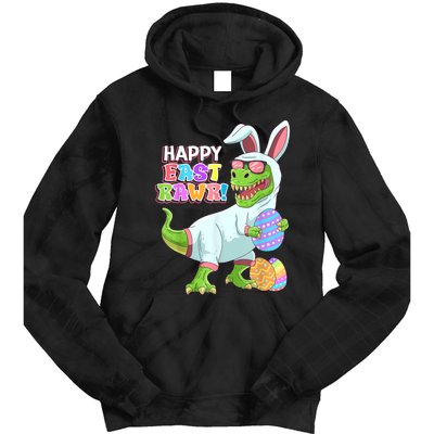 Happy Eastrawr T Rex Easter Bunny Dinosaur Eggs Boys Kids Tie Dye Hoodie