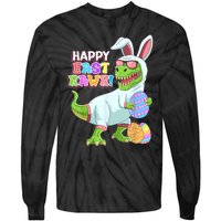 Happy Eastrawr T Rex Easter Bunny Dinosaur Eggs Boys Kids Tie-Dye Long Sleeve Shirt