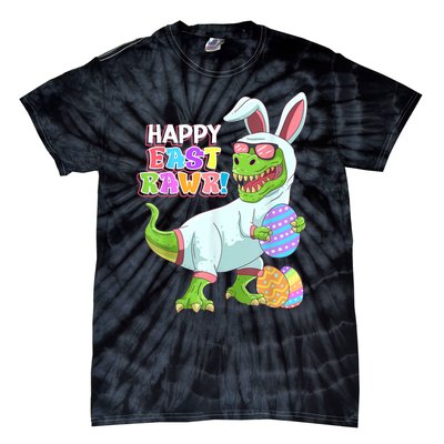 Happy Eastrawr T Rex Easter Bunny Dinosaur Eggs Boys Kids Tie-Dye T-Shirt