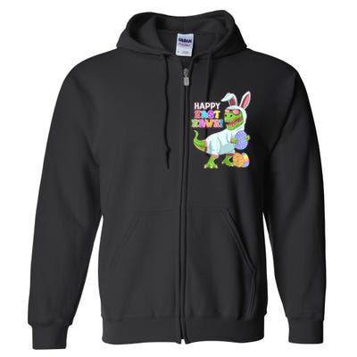 Happy Eastrawr T Rex Easter Bunny Dinosaur Eggs Boys Kids Full Zip Hoodie