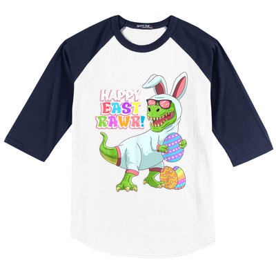 Happy Eastrawr T Rex Easter Bunny Dinosaur Eggs Boys Kids Baseball Sleeve Shirt