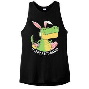 Happy EastRawr T Rex Dinosaur Egg Easter Bunny Ladies PosiCharge Tri-Blend Wicking Tank