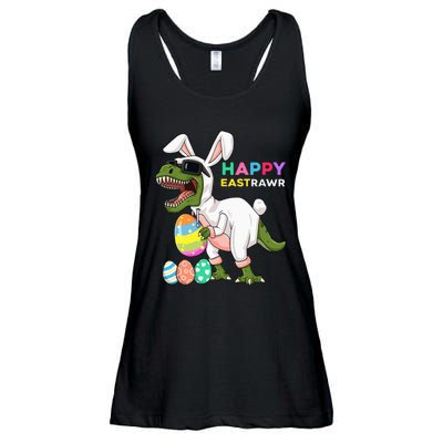 Happy Eastrawr T Rex Easter Bunny Dinosaur Eggs Ladies Essential Flowy Tank