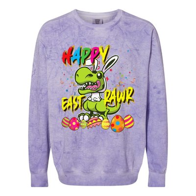 Happy Eastrawr TRex Easter Dinosaur Egg Bunny Dino Colorblast Crewneck Sweatshirt