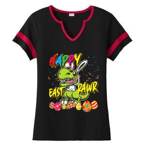 Happy Eastrawr TRex Easter Dinosaur Egg Bunny Dino Ladies Halftime Notch Neck Tee