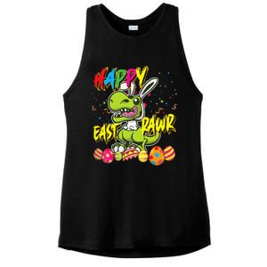 Happy Eastrawr TRex Easter Dinosaur Egg Bunny Dino Ladies PosiCharge Tri-Blend Wicking Tank