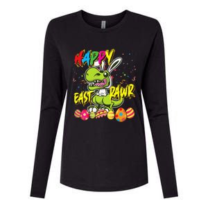 Happy Eastrawr TRex Easter Dinosaur Egg Bunny Dino Womens Cotton Relaxed Long Sleeve T-Shirt