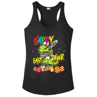 Happy Eastrawr TRex Easter Dinosaur Egg Bunny Dino Ladies PosiCharge Competitor Racerback Tank