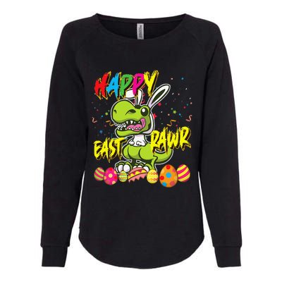 Happy Eastrawr TRex Easter Dinosaur Egg Bunny Dino Womens California Wash Sweatshirt