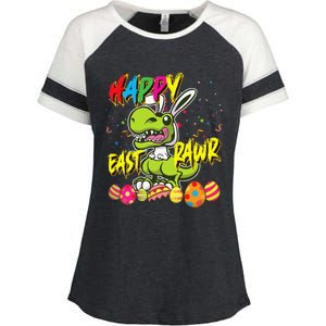 Happy Eastrawr TRex Easter Dinosaur Egg Bunny Dino Enza Ladies Jersey Colorblock Tee