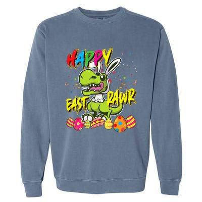 Happy Eastrawr TRex Easter Dinosaur Egg Bunny Dino Garment-Dyed Sweatshirt