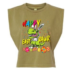 Happy Eastrawr TRex Easter Dinosaur Egg Bunny Dino Garment-Dyed Women's Muscle Tee