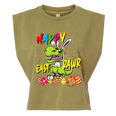 Happy Eastrawr TRex Easter Dinosaur Egg Bunny Dino Garment-Dyed Women's Muscle Tee