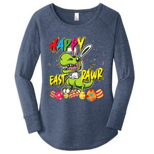 Happy Eastrawr TRex Easter Dinosaur Egg Bunny Dino Women's Perfect Tri Tunic Long Sleeve Shirt