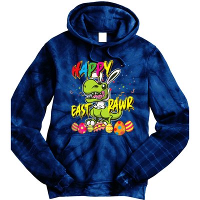 Happy Eastrawr TRex Easter Dinosaur Egg Bunny Dino Tie Dye Hoodie