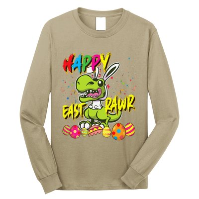 Happy Eastrawr TRex Easter Dinosaur Egg Bunny Dino Long Sleeve Shirt