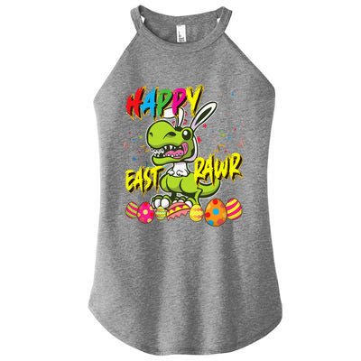 Happy Eastrawr TRex Easter Dinosaur Egg Bunny Dino Women's Perfect Tri Rocker Tank