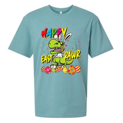 Happy Eastrawr TRex Easter Dinosaur Egg Bunny Dino Sueded Cloud Jersey T-Shirt