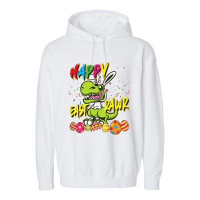 Happy Eastrawr TRex Easter Dinosaur Egg Bunny Dino Garment-Dyed Fleece Hoodie