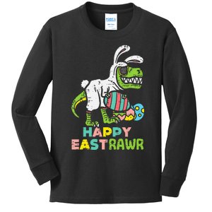 Happy Eastrawr Trex Easter Bunny Egg Funny Dinosaur Kids Long Sleeve Shirt