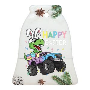 Happy Easter Trex Bunny Monster Truck Rabbit Ears Ceramic Bell Ornament