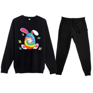 Happy Easter Tie Dye Egg Bunny Rabbit Premium Crewneck Sweatsuit Set