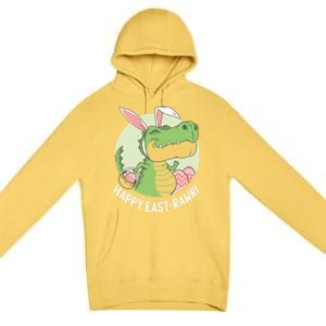 Happy Eastrawr T Rex Dinosaur Bunny Ears Easter Eggs Cool Gift Premium Pullover Hoodie