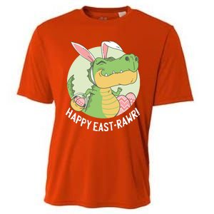 Happy Eastrawr T Rex Dinosaur Bunny Ears Easter Eggs Cool Gift Cooling Performance Crew T-Shirt