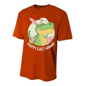 Happy Eastrawr T Rex Dinosaur Bunny Ears Easter Eggs Cool Gift Performance Sprint T-Shirt