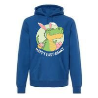 Happy Eastrawr T Rex Dinosaur Bunny Ears Easter Eggs Cool Gift Premium Hoodie