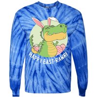 Happy Eastrawr T Rex Dinosaur Bunny Ears Easter Eggs Cool Gift Tie-Dye Long Sleeve Shirt