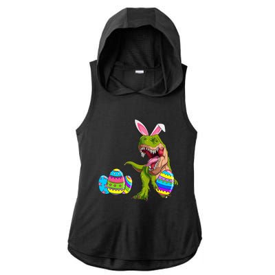 Happy Eastrawr T Rex Funny Dinosaur Easter Egg Bunny Ears Great Gift Ladies PosiCharge Tri-Blend Wicking Draft Hoodie Tank