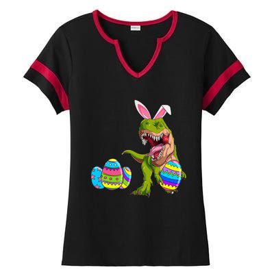 Happy Eastrawr T Rex Funny Dinosaur Easter Egg Bunny Ears Great Gift Ladies Halftime Notch Neck Tee