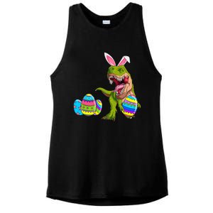 Happy Eastrawr T Rex Funny Dinosaur Easter Egg Bunny Ears Great Gift Ladies PosiCharge Tri-Blend Wicking Tank