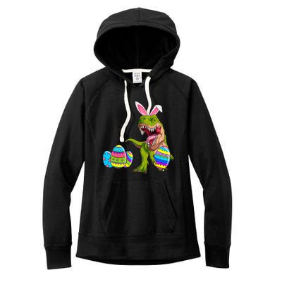 Happy Eastrawr T Rex Funny Dinosaur Easter Egg Bunny Ears Great Gift Women's Fleece Hoodie