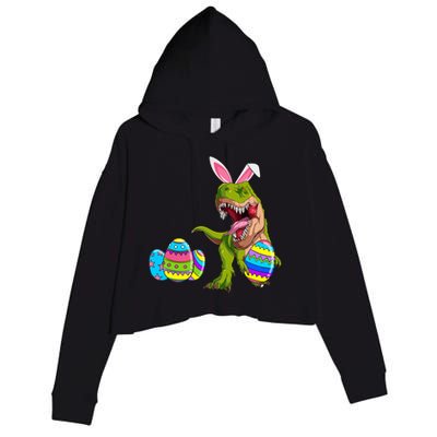 Happy Eastrawr T Rex Funny Dinosaur Easter Egg Bunny Ears Great Gift Crop Fleece Hoodie