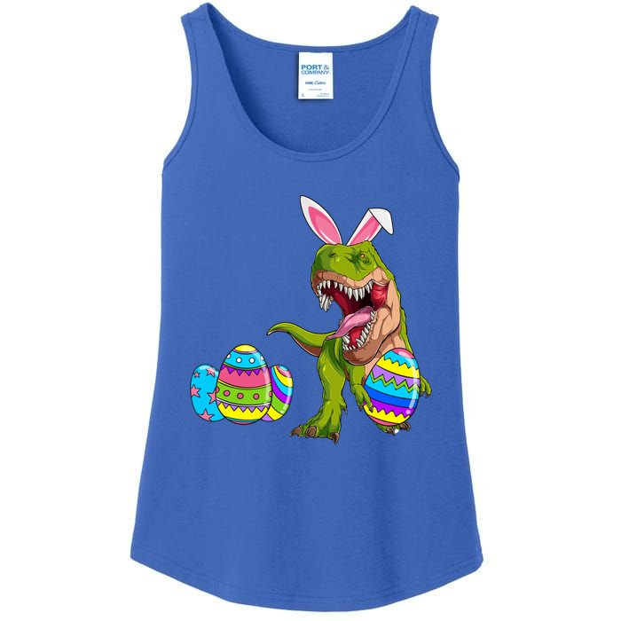 Happy Eastrawr T Rex Funny Dinosaur Easter Egg Bunny Ears Great Gift Ladies Essential Tank