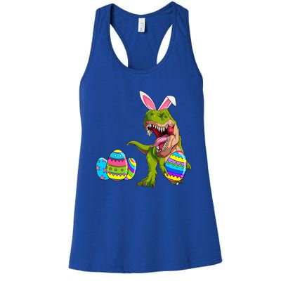 Happy Eastrawr T Rex Funny Dinosaur Easter Egg Bunny Ears Great Gift Women's Racerback Tank