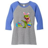 Happy Eastrawr T Rex Funny Dinosaur Easter Egg Bunny Ears Great Gift Women's Tri-Blend 3/4-Sleeve Raglan Shirt