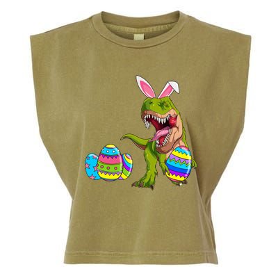 Happy Eastrawr T Rex Funny Dinosaur Easter Egg Bunny Ears Great Gift Garment-Dyed Women's Muscle Tee