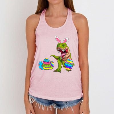 Happy Eastrawr T Rex Funny Dinosaur Easter Egg Bunny Ears Great Gift Women's Knotted Racerback Tank