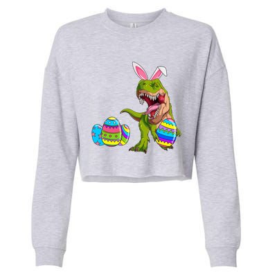 Happy Eastrawr T Rex Funny Dinosaur Easter Egg Bunny Ears Great Gift Cropped Pullover Crew