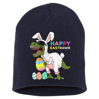 Happy Eastrawr T Rex Easter Bunny Dinosaur Eggs Short Acrylic Beanie