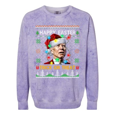 Happy Easter Trick Or Treat Funny Joe Biden Christmas Ugly Sweater Colorblast Crewneck Sweatshirt