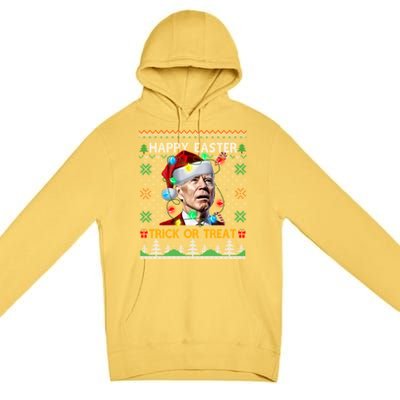 Happy Easter Trick Or Treat Funny Joe Biden Christmas Ugly Sweater Premium Pullover Hoodie