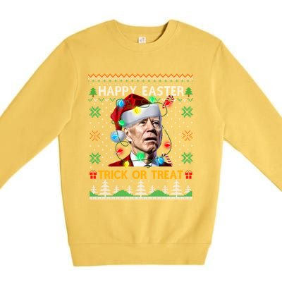 Happy Easter Trick Or Treat Funny Joe Biden Christmas Ugly Sweater Premium Crewneck Sweatshirt