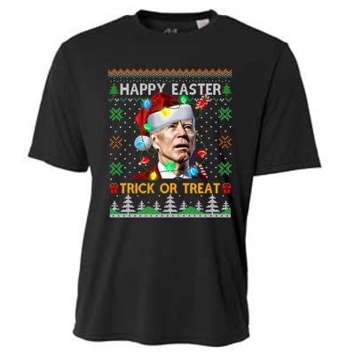 Happy Easter Trick Or Treat Funny Joe Biden Christmas Ugly Sweater Cooling Performance Crew T-Shirt