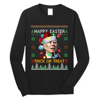 Happy Easter Trick Or Treat Funny Joe Biden Christmas Ugly Sweater Long Sleeve Shirt