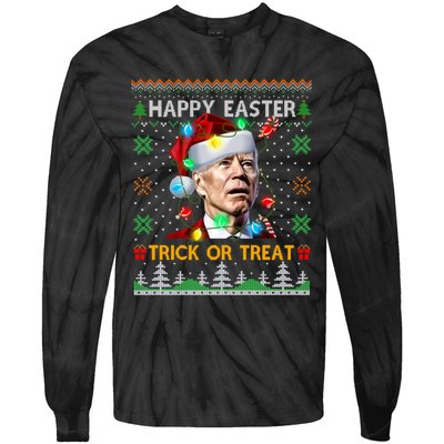 Happy Easter Trick Or Treat Funny Joe Biden Christmas Ugly Sweater Tie-Dye Long Sleeve Shirt